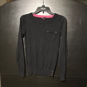 t/o Black Long Sleeve Sweater with Pink Accents